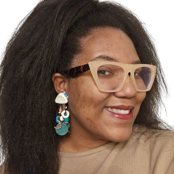 Vintage Eclectic Beaded Drop Clip-On Earrings | 3.50" - Picture 5 of 5